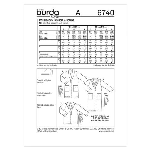 BURDA - 6740 PEIGNOIR UNISEXE