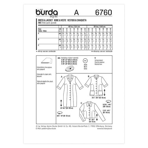BURDA - 6760 ROBE/VESTE POUR FEMMES