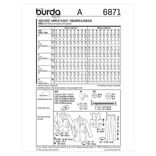 BURDA - 6871 HABIT/GILET POUR HOMMES