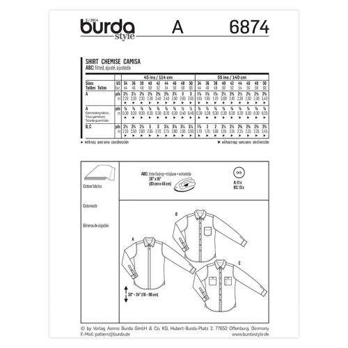 BURDA - 6874 HAUT POUR HOMMES