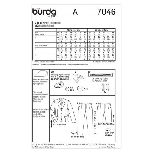 BURDA - 7046 HABIT POUR HOMMES
