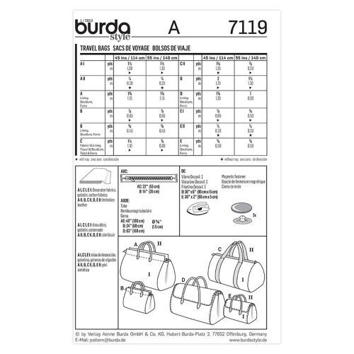 BURDA - 7119 ACCESSOIRES -SACS