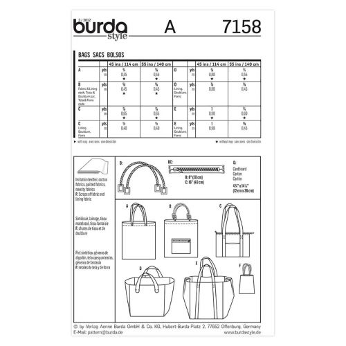 BURDA - 7158 ACCESSOIRES - SACS
