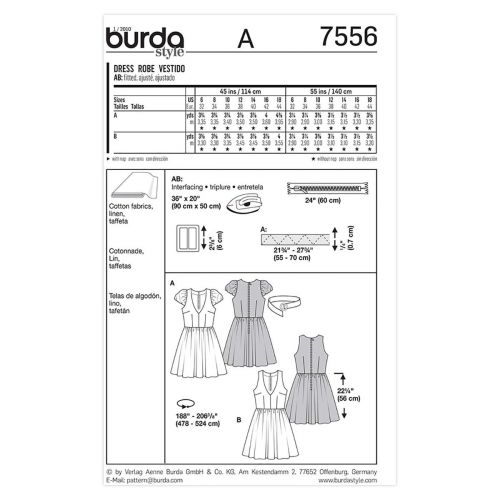 BURDA - 7556 ROBE POUR FEMMES