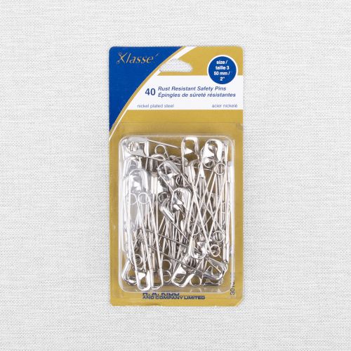 NICKEL PLATED STEEL SAFETY PINS 50MM