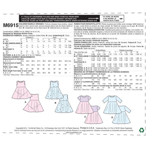 MCCALLS - M6915 ROBES POUR ENFANTS - 3 À 6