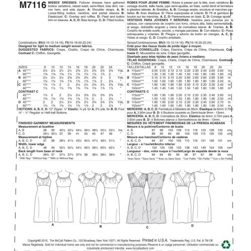 MCCALLS - M7116 ROBES TAILLE EMPIRE POUR FEMMES - 16 À 24