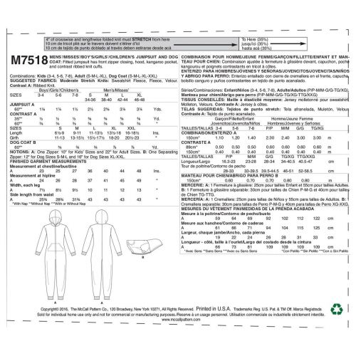 MCCALLS - M7518 VÊTEMENTS DE NUIT POUR ENFANTS - 3 À 8
