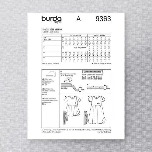 BURDA - 9363 ROBE POUR ENFANTS