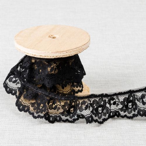 FRILLED LACE 30 MM - BLACK