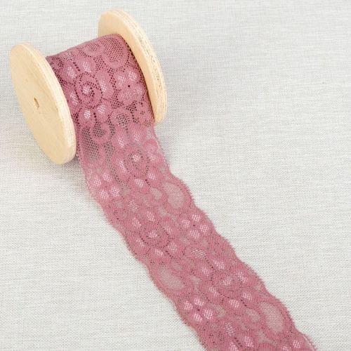 STRETCH LACE 50 MM - OLD ROSE