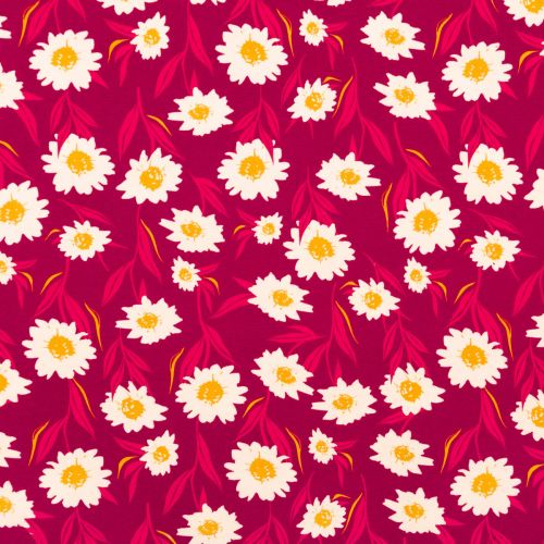 SEASON & SPICE JERSEY BY AGF STUDIO FOR ART GALLERY - BOUNTIFUL DAISIES CHERRY BURGUNDY