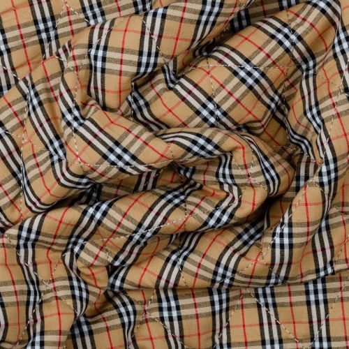 PLAID QUILTED FABRIC - CAMEL