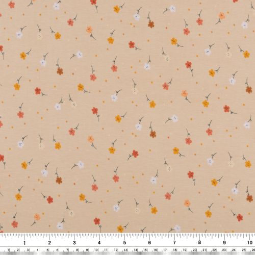 GAYLE LORAINE COTTON JERSEY BY ART GALLERY FABRICS - CALICO BLOOMS TAN