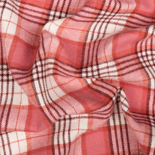 ALICE PLAID COTTON FLANNEL - PINK/CORAL