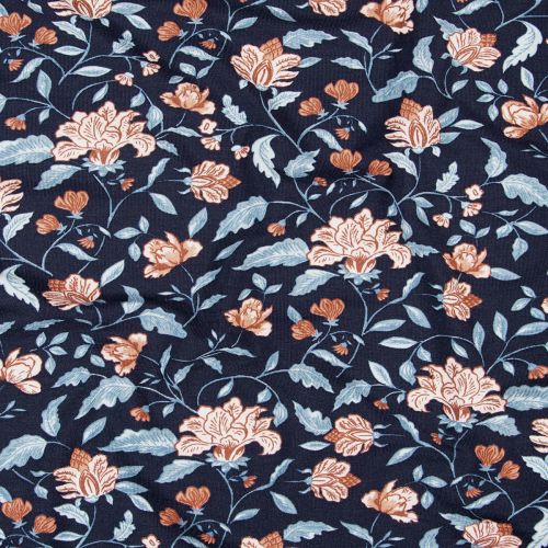 BAMBOO JERSEY FLOWERS BY POPPY - NAVY