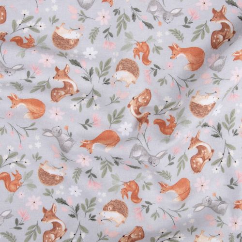 BABY IN BLOOM FLANNEL BY JO TAYLOR FOR 3 WISHES - BABIES IN BLOOM GREY 