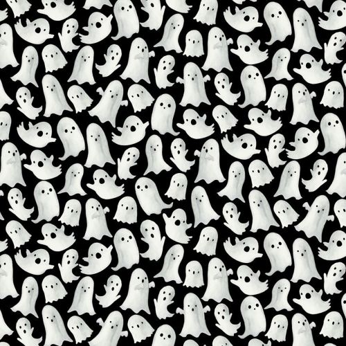 HAUNTED HOUSE COTTON BY TIMELESS TREASURES - GHOST   BLACK