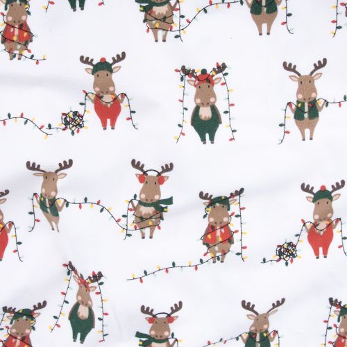 HOLID'EH SEASON FLANNEL COTTON BY PURELY CANADIAN EH! FOR ROBERT KAUFMAN - MOOSE LIGHTS SNOW