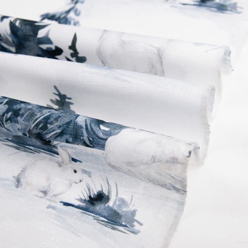 WINTER TABLECLOTH FABRIC - WHITE
