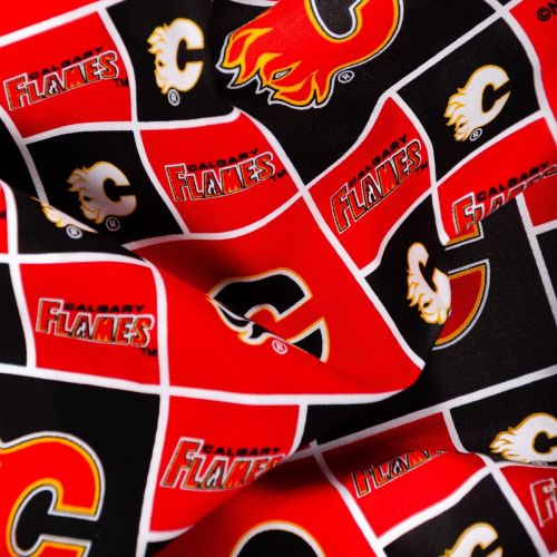 NHL COTTON BY SYKEL - CALGARY FLAMES RED/BLACK