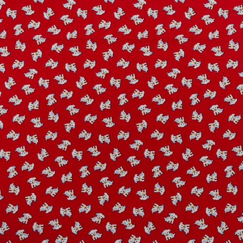 1M PRECUT QUILTING COTTON - SMALL DOGS RED