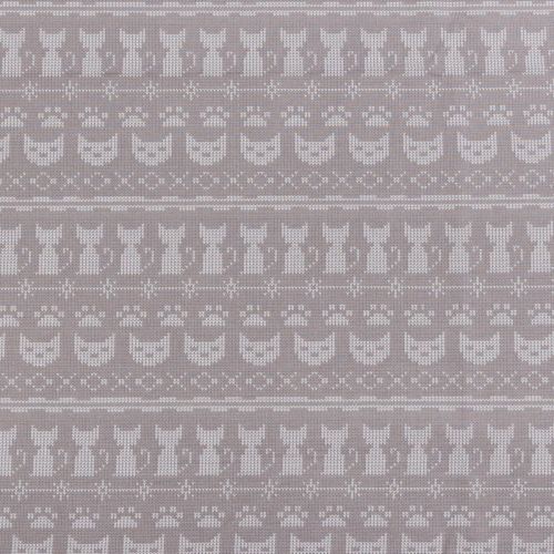 1M PRECUT QUILTING COTTON - EMBROIDERY CATS GREY