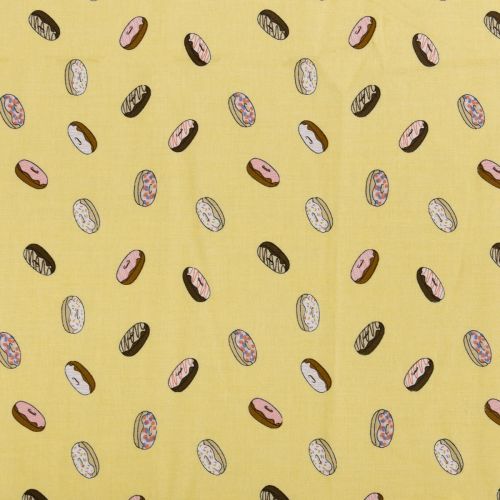 1M PRECUT QUILTING COTTON - DONUTS YELLOW