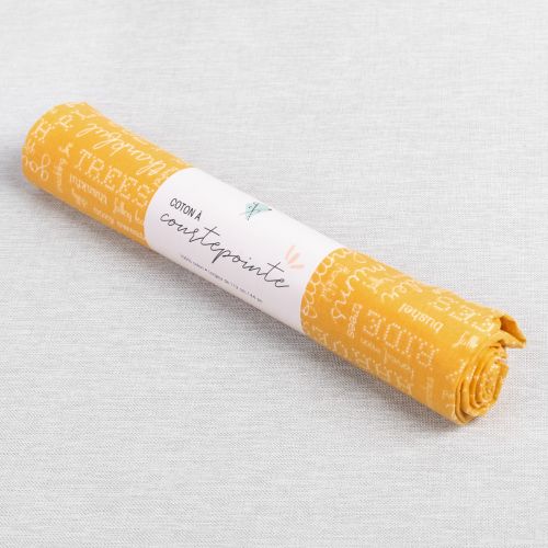 1M PRECUT QUILTING COTTON - OUTDOORS CALLIGRAPHY YELLOW