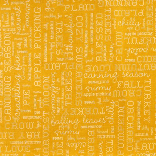 1M PRECUT QUILTING COTTON - OUTDOORS CALLIGRAPHY YELLOW