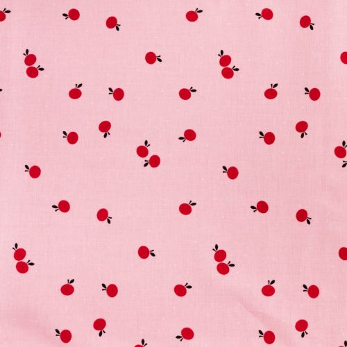 1M PRECUT QUILTING COTTON - SMALL APPLES PINK & RED