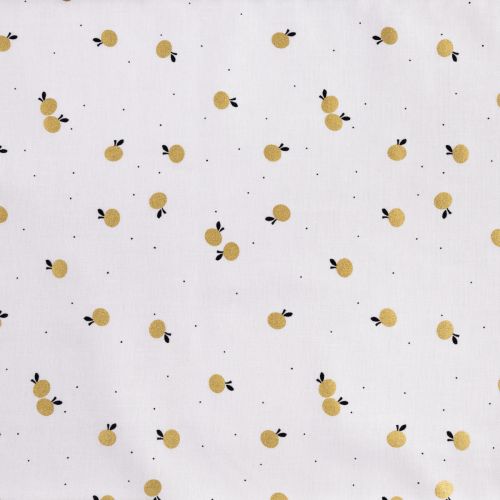 1M PRECUT QUILTING COTTON - SMALL APPLES GOLD & WHITE