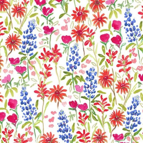 AMERICAN SUMMER COTTON BY CAITLIN WALLACE-ROWLAND FOR DEAR STELLA - TEXAS WILDFLOWER WHITE