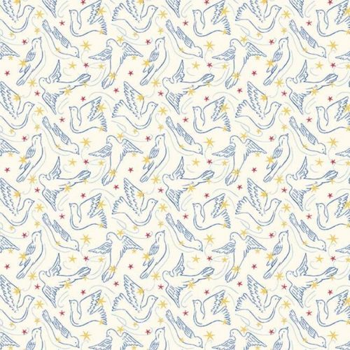 THE MERRY AND BRIGHT COLLECTION COTTON BY LIBERTY FOR RILEY BLAKE - DOVE STAR A CREAM
