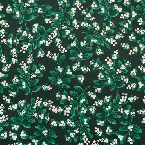 HOLIDAY CLASSICS CANVAS BY RIFLE PAPER CO. FOR COTTON+STEEL - MISTLETOE EVERGREEN