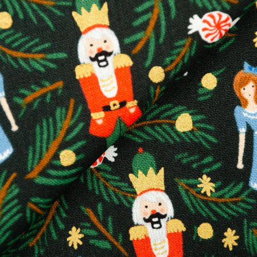 HOLIDAY CLASSICS CANVAS BY RIFLE PAPER CO. FOR COTTON+STEEL - NUTCRACKER EVERGREEN