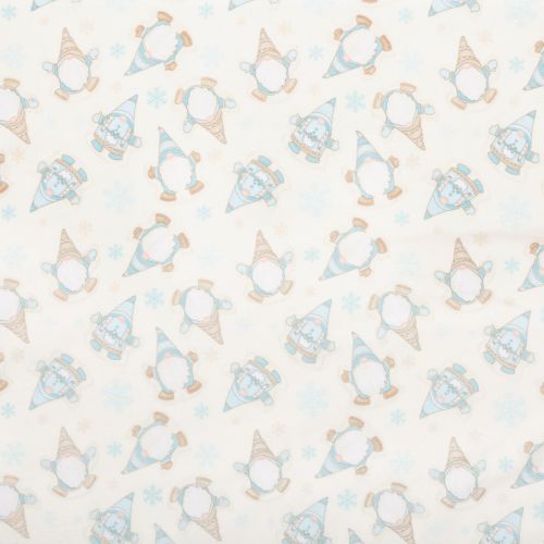 I LOVE SN'GONMIES FLANNEL BY SHELLY COMSEY FOR HENRY GLASS - GNOME SNOW ANGELS CREAM
