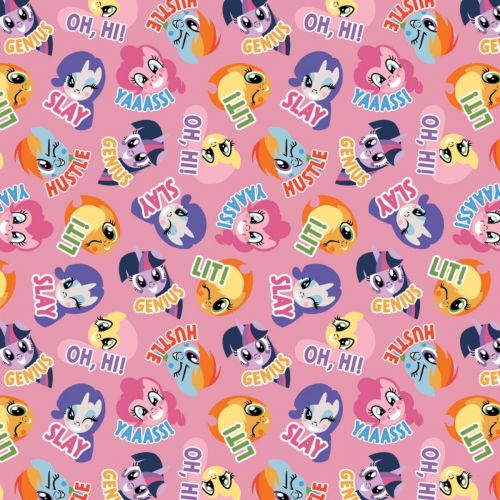 MY LITTLE PONY COTTON BY CAMELOT - MLP PONY TOSS PINK
