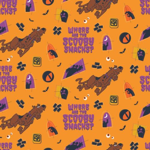 CHARACTER HALLOWEEN COTTON BY CAMELOT - SD SCOOBY SNACKS ORANGE