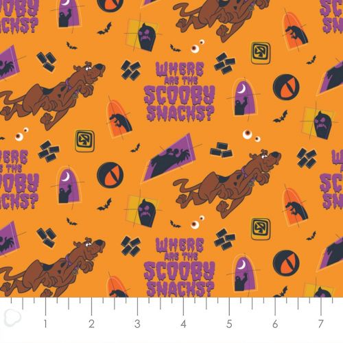 CHARACTER HALLOWEEN COTTON BY CAMELOT - SD SCOOBY SNACKS ORANGE