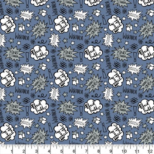 MARVEL COTTON BY CAMELOT - DOODLE WAKANDA BLUE 