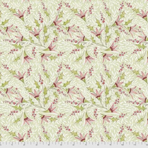 HOLLY JOLLY COTTON BY CORI DANTINI FOR FREE SPIRIT - HOLLY BERRY BLOOMS GREEN
