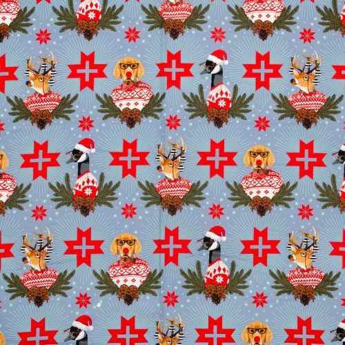 HOLIDAY HOMIES FLANNEL COTTON BY TULA PINK FOR FREE SPIRIT - BUCK, BUCK, GOOSE BLUE SPRUCE