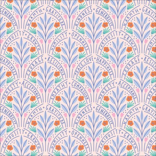 UNIVERSAL LOVE COTTON BY ELIZABETH OLWEN FOR CLOUD 9 - FLOWER GUIDES PINK