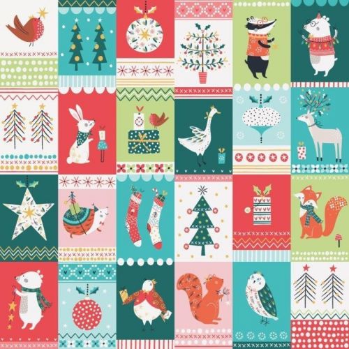 FOREST FRIENDS COTTON BY ALI BROOKS FOR DASHWOOD STUDIO - CHRISTMAS ANIMALS MULTI