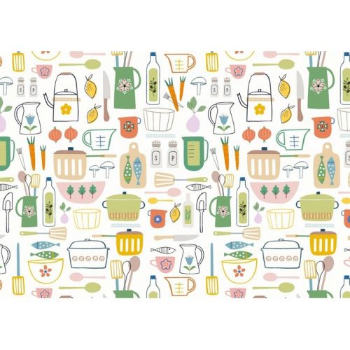 HOBBIES COTTON BY SALLY PAYNE FOR DASHWOOD STUDIO - COOKING WHITE