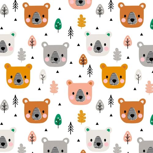 ACCORN WOOD COTTON BY WENDY KENDALL FOR DASHWOOD STUDIO - BEARS WHITE
