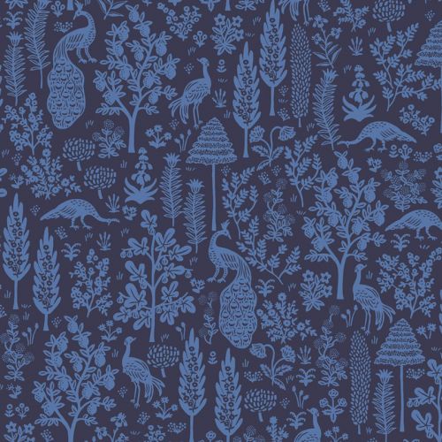 CAMONT COTTON BY RIFLE PAPER CO FOR COTTON + STEEL - EXOTIC FOREST NAVY