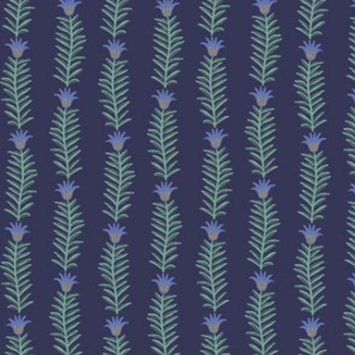 CAMONT COTTON BY RIFLE PAPER CO FOR COTTON + STEEL - FLOWER BUNDLE METALLIC NAVY