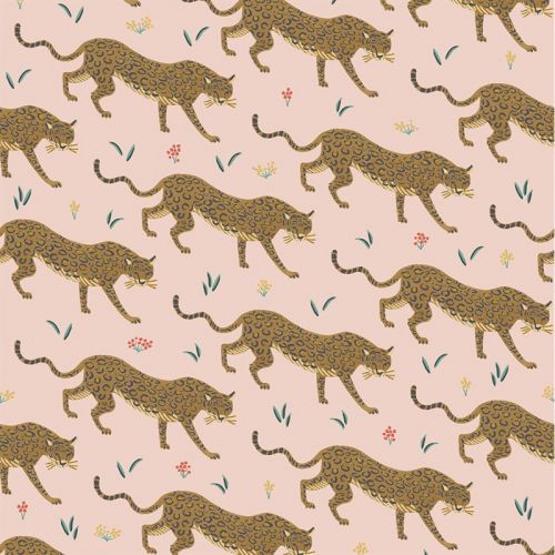 CAMONT COTTON BY RIFLE PAPER CO FOR COTTON + STEEL - WILD ANIMAL METALLIC - BLUSH